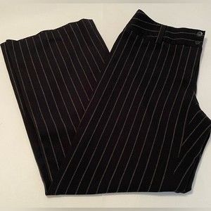 AB Studio Black Pinstripe Pant Size 10. Wide Leg